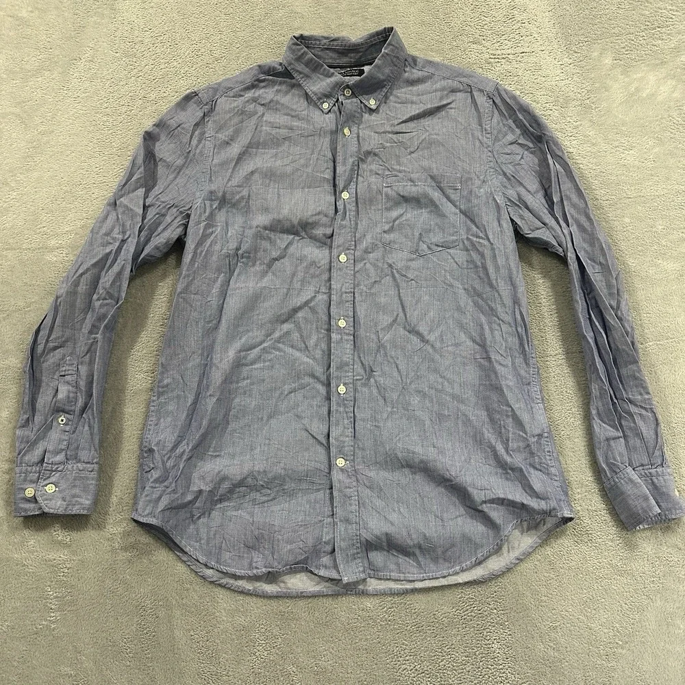 Banana Republic Button Shirt Men's Large Tall Custom 078 Wash Camden Fit Blue